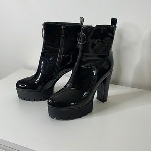 Men’s Patent Leather Platform Chunky High Heel Ankle Boots - SIZE 43 (12 US )